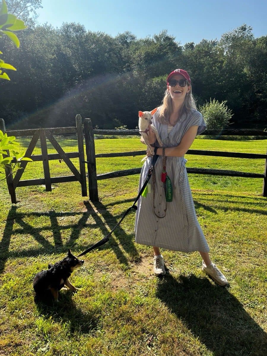 Molly with her two dogs, Bristol and Ruthie